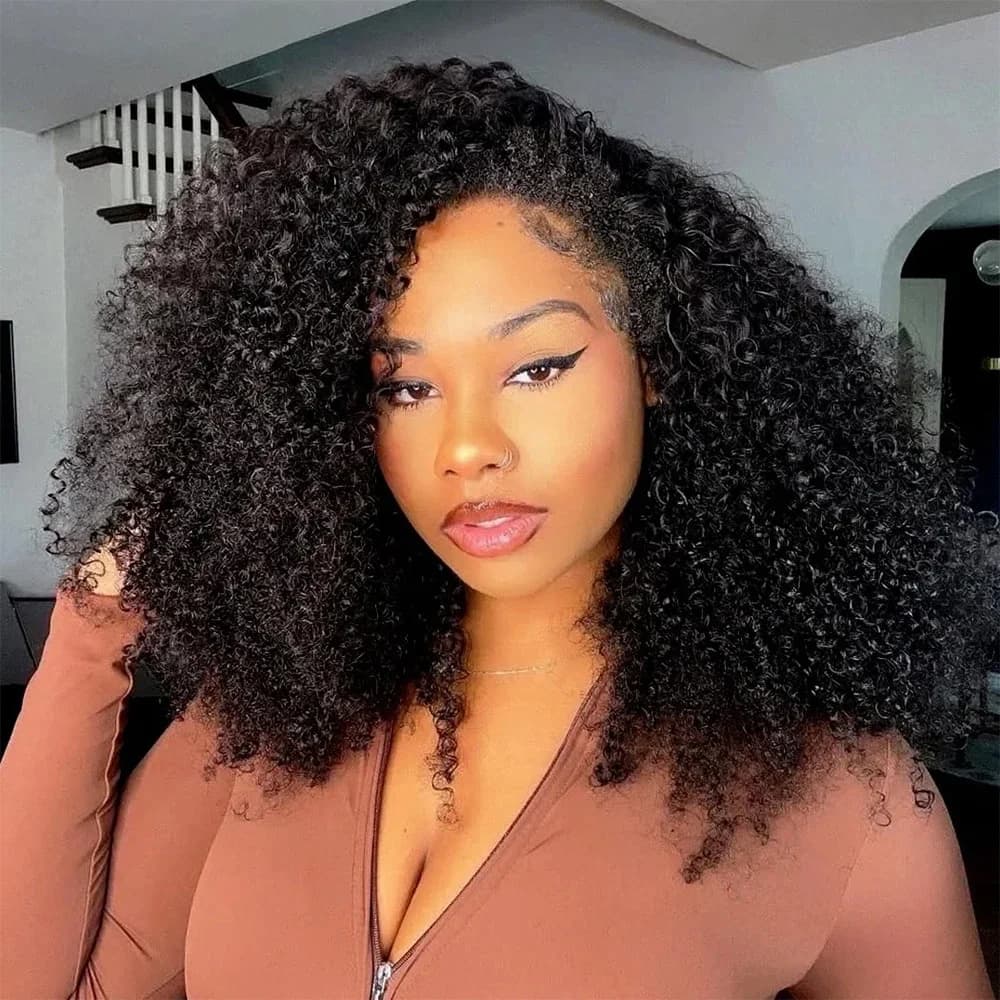 Half Wig Human Hair Half Wig Riccia Crespa with Drawstring Wig with Seamless Clip Half Hair Riccia Crespa for Beginners for Women