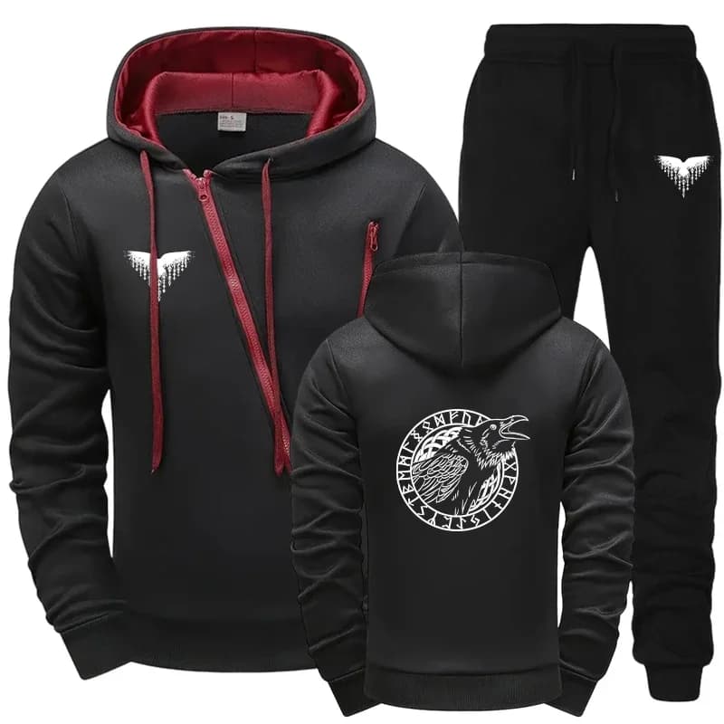 2025 Tuta da uomo nuova di arrivo Felpe con cappuccio Pantaloni sportivi 2 pezzi Set Autunno Inverno Outdoor Moto Giacca con cerniera Outfit