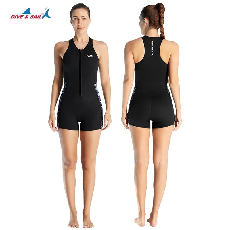 Muta da donna 2MM Neoprene con zip frontale Shorty senza maniche Costume da bagno Boyshorts Costume intero per sport acquatici freddi