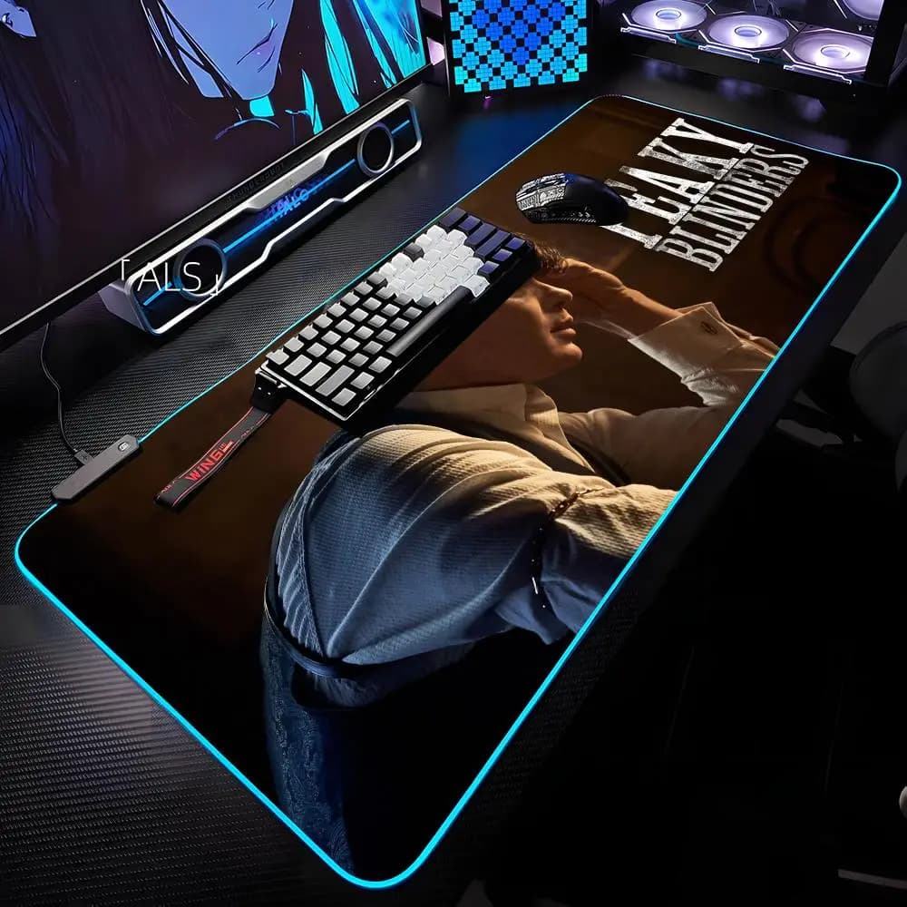 P-Peaky B-BlindersE Mouse Pad RGB Backlit Mouse Pad Laptop Mouse Pad Laptop Gamer Computer Desk Gaming Accessories