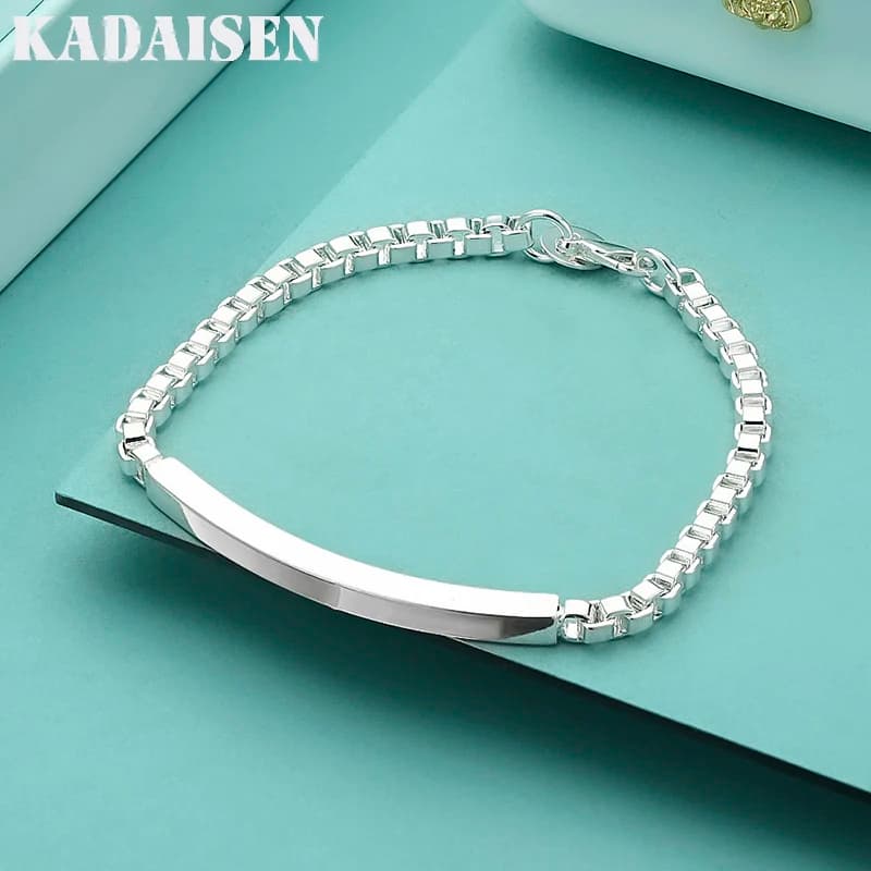 Elegante Bracciale Coreano in Argento Sterling 925 con Motivo a Reticolo Classico per Donna e Uomo, Regalo Nobile per Matrimoni e Feste
