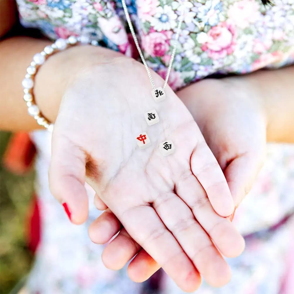 50 Pezzi Perline Piatte in Argilla a Forma di Mahjong per Creazioni Fai-da-Te, Bracciali, Collane, Charm Cinesi Creativi