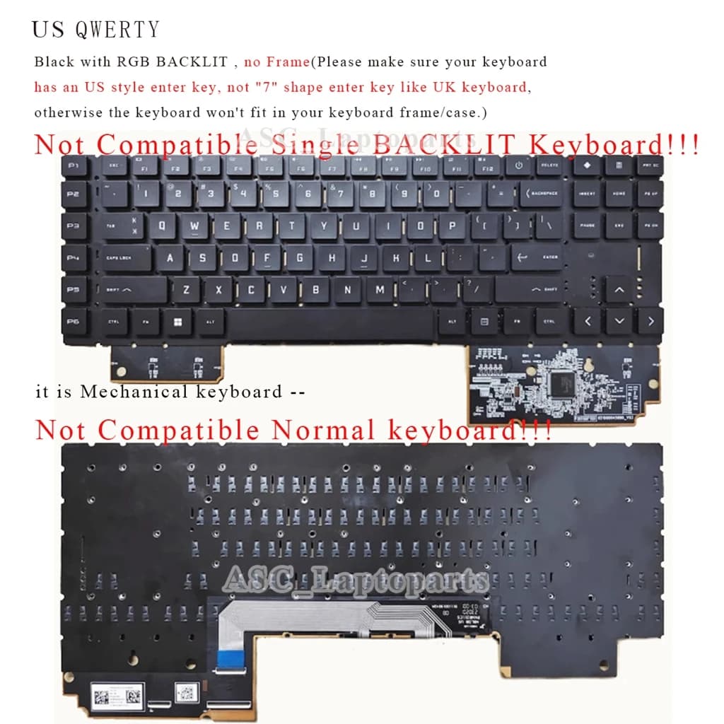 Tastiera meccanica US UI QWERTY per HP Omen 17-CK0146NG 17-CK0501NA 17-CK1065CL 17-CK0166NG 17-CK0176NG 17-CK1002NR RGB retroilluminata