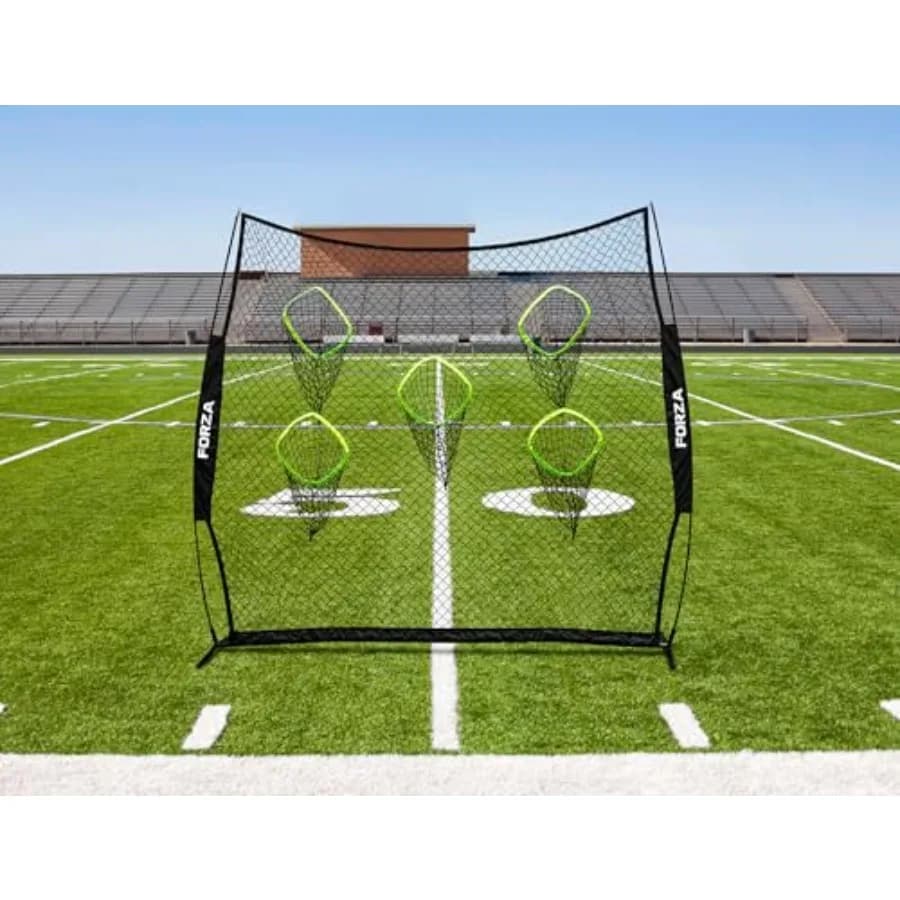 Rete da lancio per quarterback di football americano 8ft x 8ft, rete da allenamento con 5 tasche, rete portatile per esercitarsi nella precisione nel football.