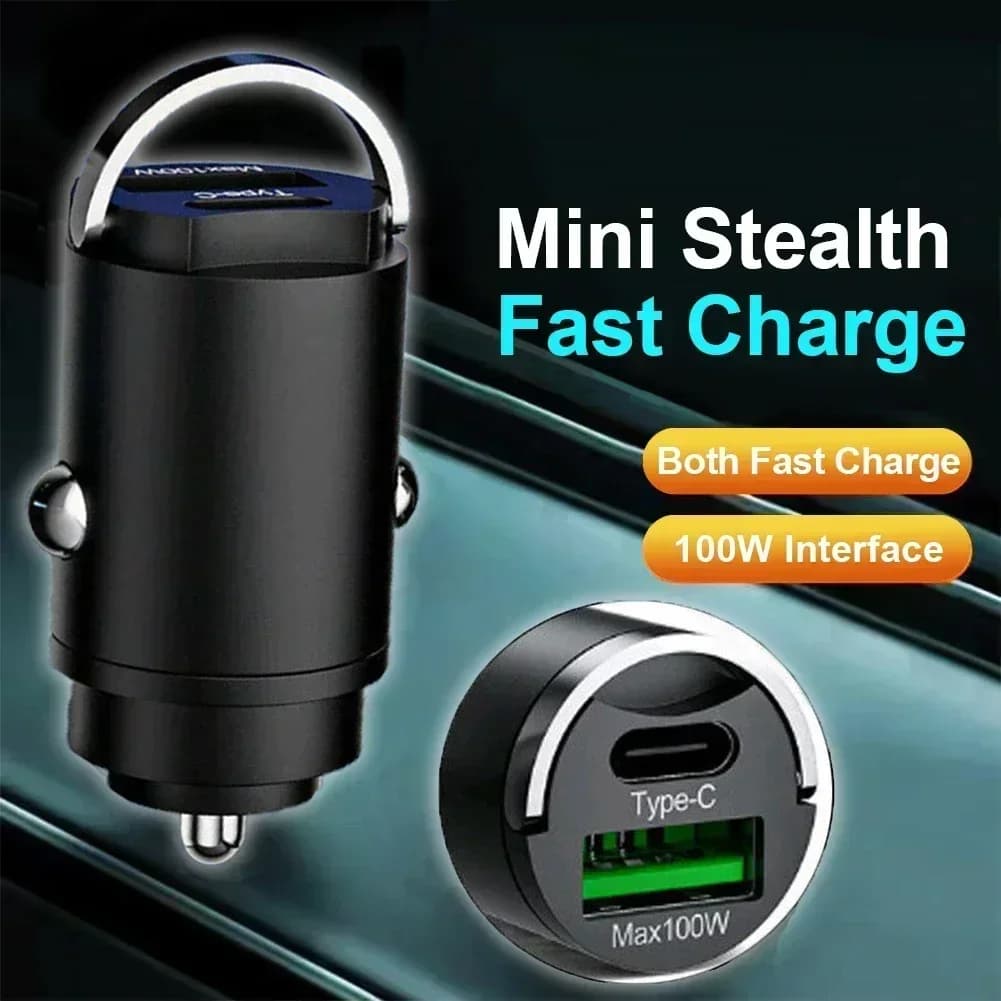 Adattatore di ricarica per telefono cellulare in alluminio da 200 W per auto 12-24 V Caricatore mini USB a doppia porta Presa accendisigari a ricarica ultra veloce