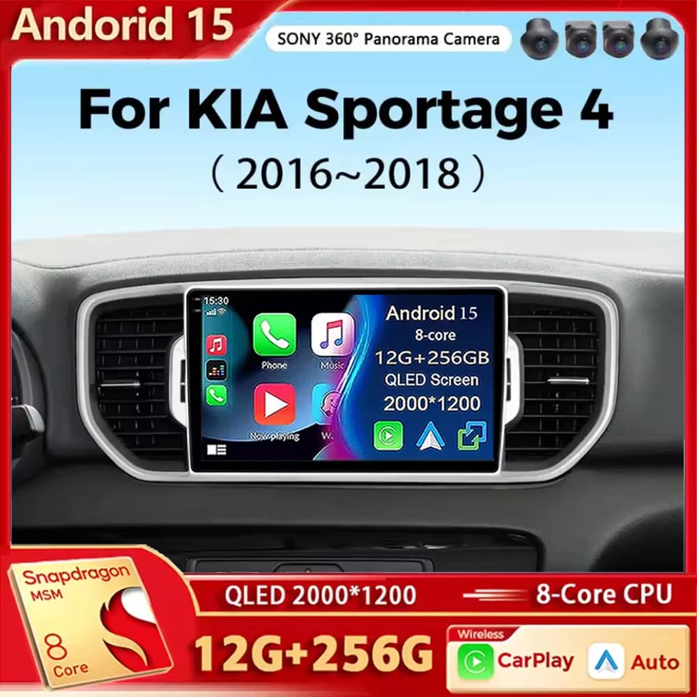 Android 15 Auto Multimediale Radio Per KIA Sportage 4 2016 2017 2018 2019 Wireless Carplay Android Auto Qualcomm Car Stereo 4G Wifi