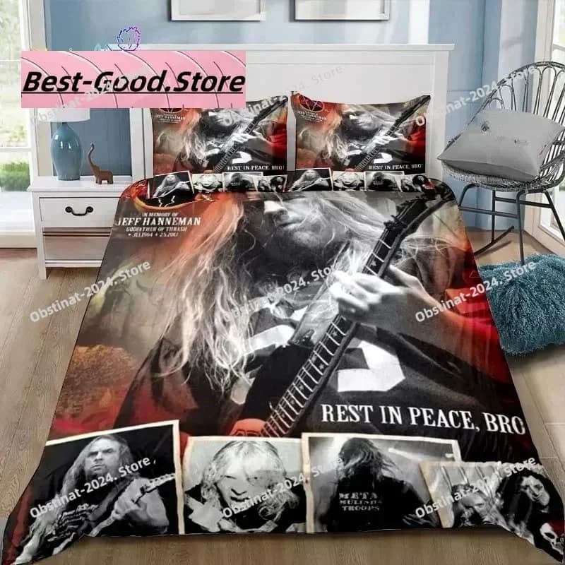 Set biancheria da letto Slayer Heavy Metal Band stampato piumino singolo copripiumino federa 3 pezzi regalo per biancheria da letto con teschio per bambini e adulti