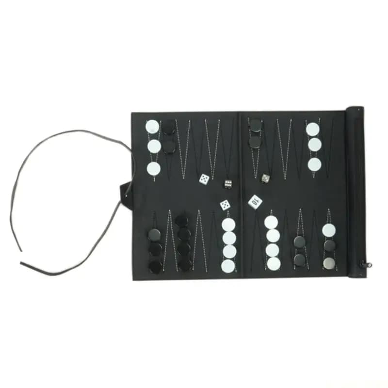 M5TC PU Chess Board Set Strategy Board Game Outdoor Backgammon Set Easy to Play