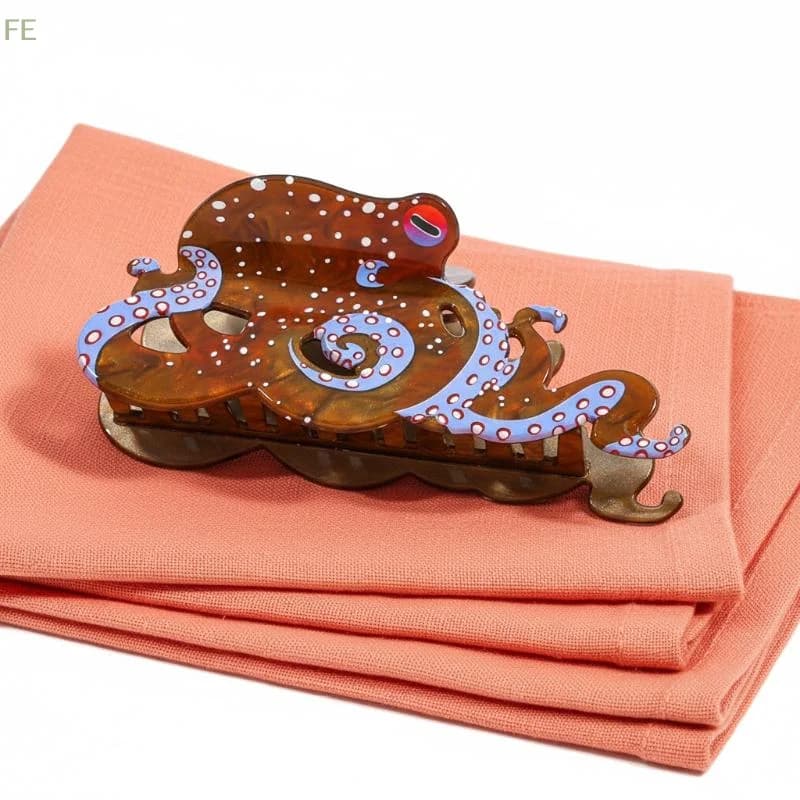 1 Pezzo Divertente Fermaglio per Capelli a Tema Animale Marino, Design Creativo, Fermaglio Personalizzato Intrecciato, Nuovo Fermaglio a Forma di Polpo e Squalo