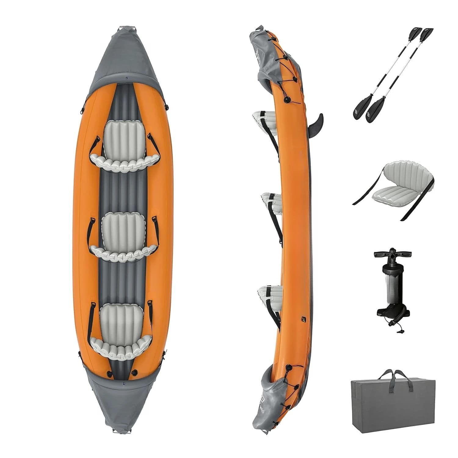 12'6" x 39" Rapid X3 Inflatable Kayak Set | Fits Up to 3 Persons | Includes 2 Aluminum Paddles, 1 Hand, Customized