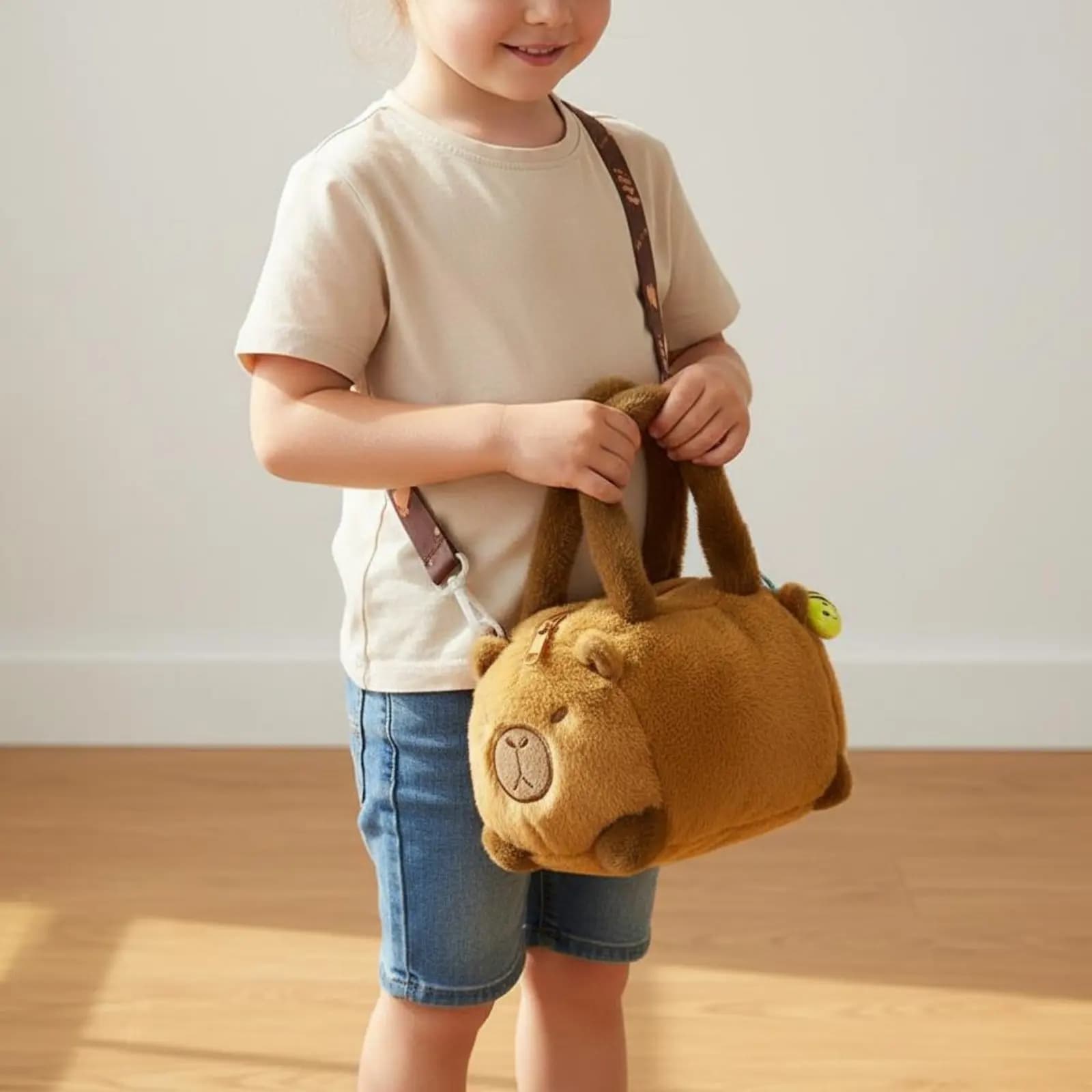 Soft Toy Capybara Crossbody Bag Lightweight Capybara Soft Toy Bag Children's Accessory Gift Creature Handbag Adjustable Strap
