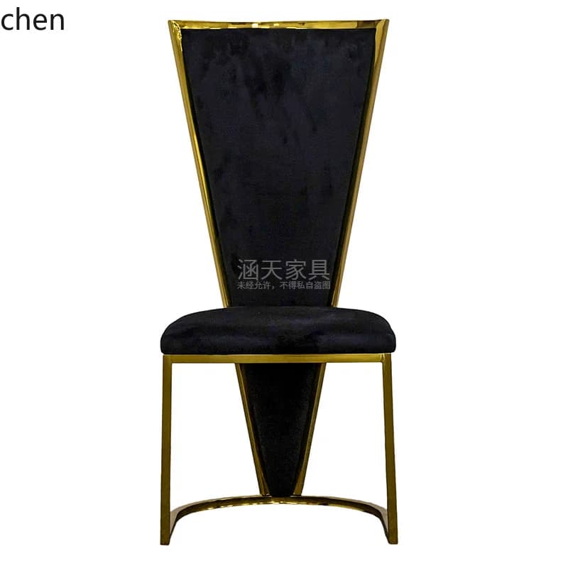 Sedia da pranzo decorativa HXL Yahei Crackle in acciaio inossidabile con ampio schienale e cuscino del sedile in velluto pregiato