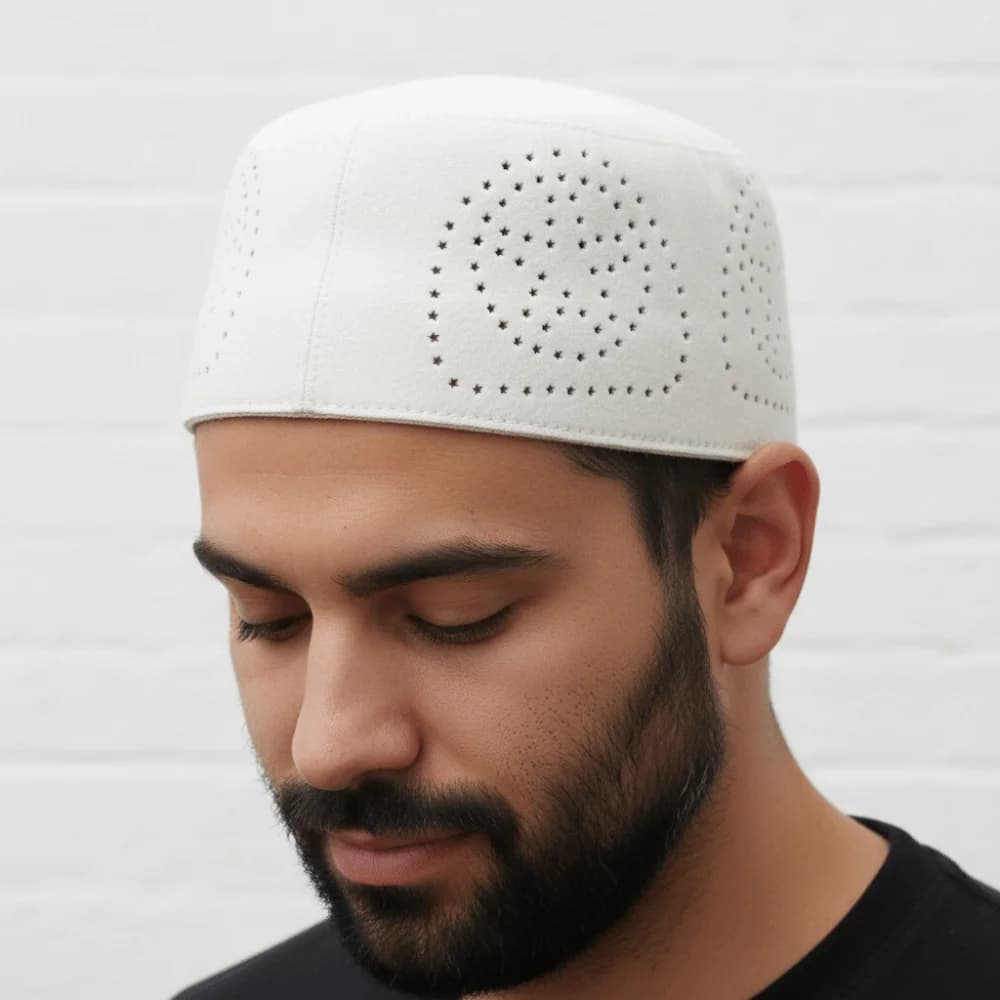New Elegant Eid Prayer Caps Mesh Woolen Cloth Muslim Caps Lightweight Breathable Turkey Fedoras Evening Party