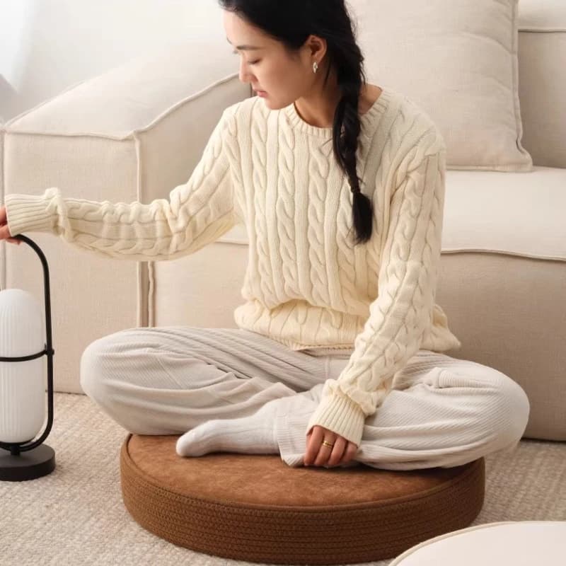 Japanese Tatami Floor Cushion, Round Thick Meditation Pillow, Large Soft Bay Window Seat Pad for home,Extra Comfort Floor Mat