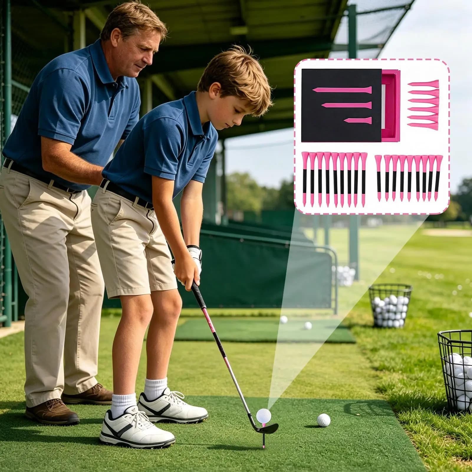 Supporto per tee da golf per allenamento, ideale per campo pratica, campi da golf, uso esterno e interno, palestra, tornei, giardino, prato e patio
