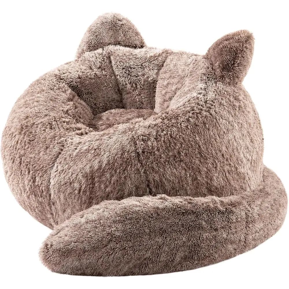 Sedie a sacco giganti in pelliccia sintetica con imbottitura, soffice divano a sacco a forma di gatto in peluche per giochi confortevoli, leggere nel soggiorno