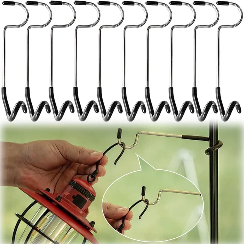 1-10PCS Camping Tent S Hook Stainless Steel Non-slip Hanging Lamp Hanger for Yard Garden Outdoor Hiking S-Shape Lantern Hooks