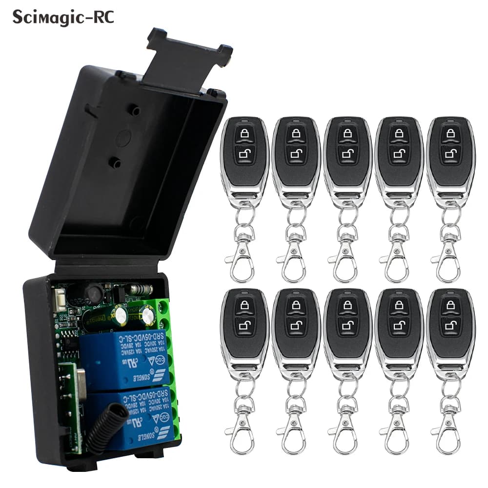 2 Canali 433 Mhz RF Interruttore di telecomando senza fili AC 85-256 V 220 V 110 V Relè 2CH Modulo ricevitore per porta del garage Tenda luminosa