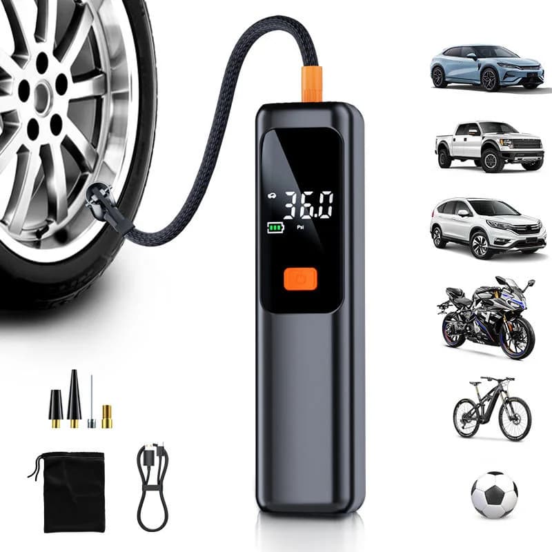 LEIBOO Pompa d'aria per pneumatici per auto 150PSI Compressore d'aria Gonfiatore portatile per auto Moto Bicicletta con display digitale LCD