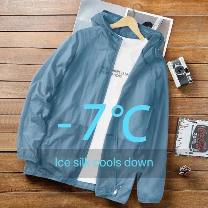 Giacche Estive da Uomo in Seta Ghiacciata Sottile con Protezione Solare, Abbigliamento Sportivo con Cappuccio, Giacche Casual da Uomo, Abbigliamento da Pesca all'Aperto con Protezione Solare, Top