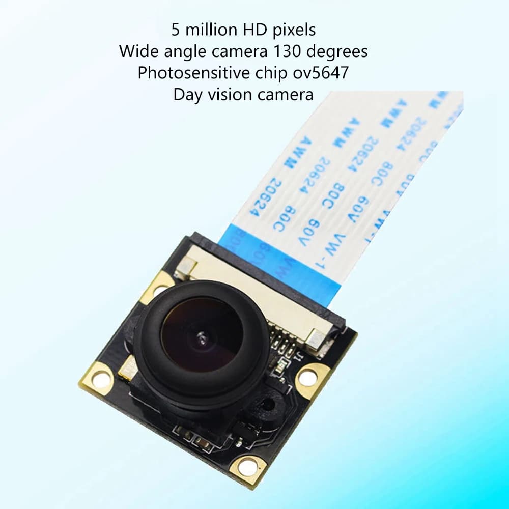 Modulo Telecamera A52T per Raspberry Pi 4B 3B+ con Visione Notturna 5MP 1080P, Obiettivo Fisheye Grandangolare 130 Gradi con Regolazione del Fuoco