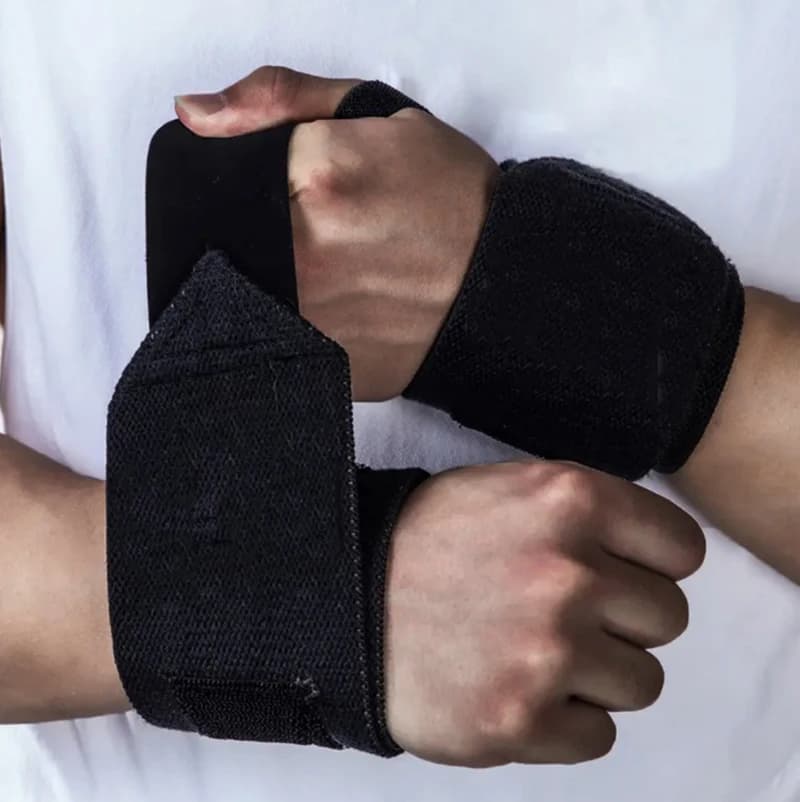 Polsino morbido nero per sollevamento pesi, supporto per polso per powerlifting, cinturini da polso, allenamento incrociato in palestra, sicurezza sportiva