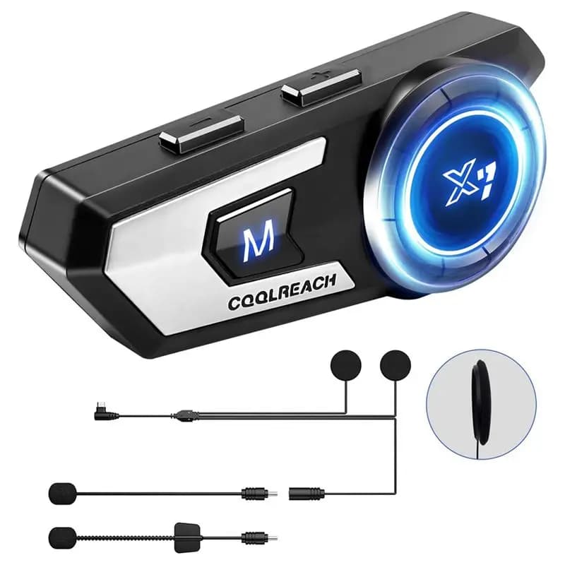AU28-Altoparlante per Casco Moto con Cancellazione del Rumore, Musica Stereo, Risposta Automatica, Auricolare Bluetooth per Casco