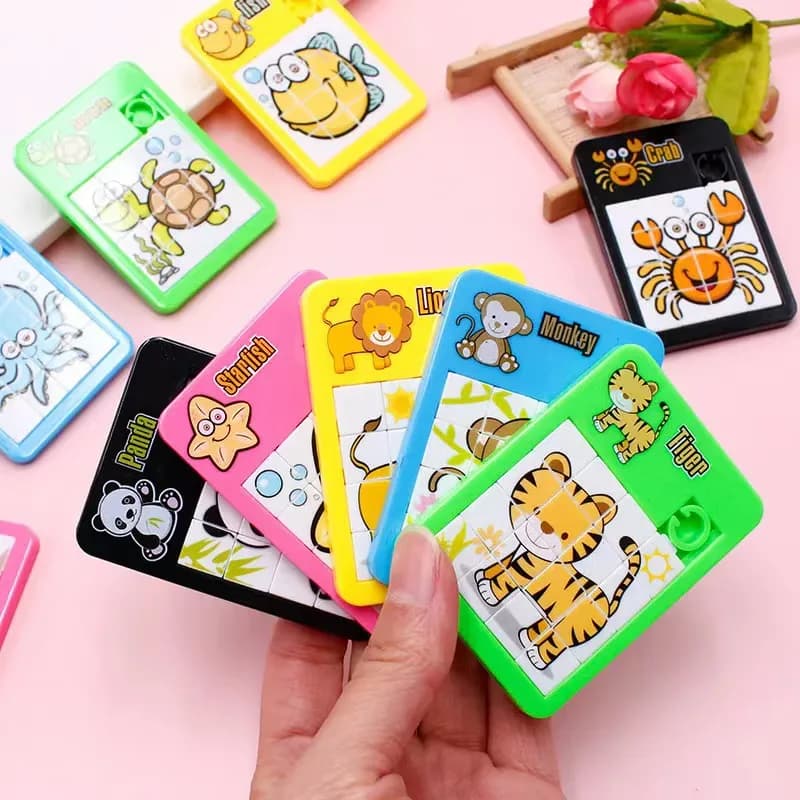 Puzzle con diapositive in plastica con numeri animali da 6 pezzi - Educazione precoce logica Puzzle per bambini Giocattolo Regalo per la scuola materna
