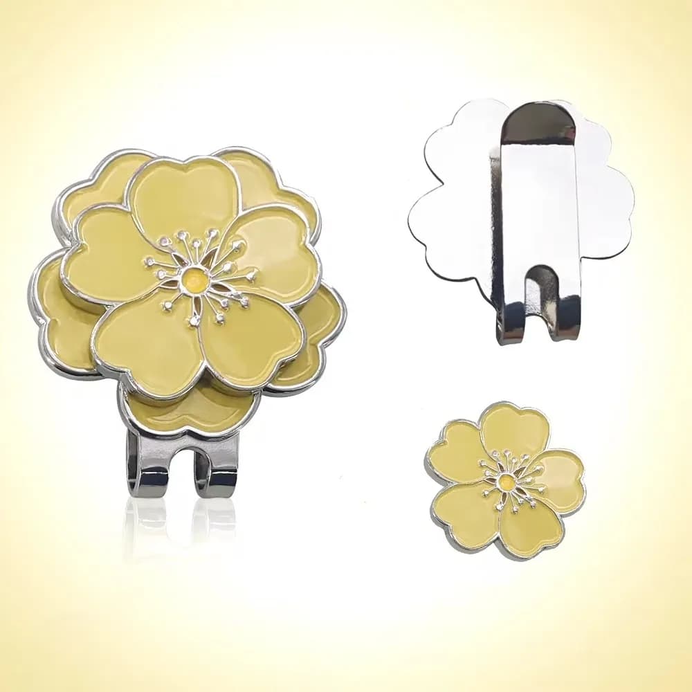 Magnetic Golf Cap Clip Flower Shaped Durable Metal Golf Ball Mark Ball Position Decorative Golf Hat Marker Women Girls