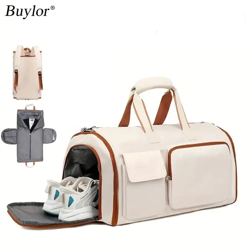 Borsa porta abiti da viaggio convertibile 2 in 1 Buylor, pieghevole, trasformabile, per uomo e donna, zaino a tracolla
