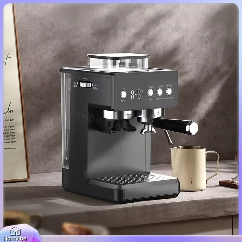 3 in 1 Semi Automatic Espresso Machine with Built in Grinder Milk Frother Cold Brew Function 20 Bar Pump for Home Barista