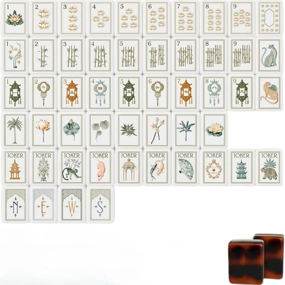 4 Layer Mahjong Tiles, 160 Pcs Premium Acrylic American Set Clear Engraved Western Game with Dice for Home Travel Social Gather