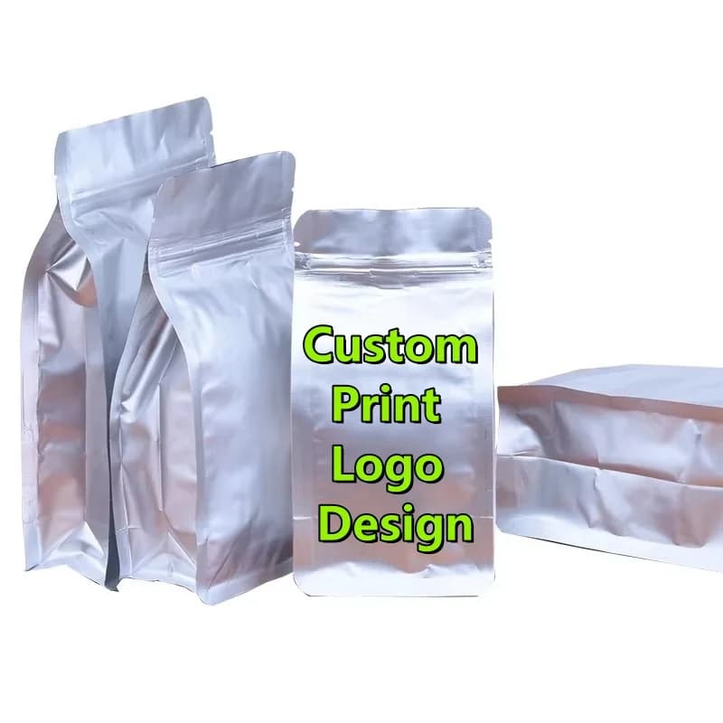 100PCS 3D Thick Aluminum Foil Ziplock Bag DIY Logo Print Matcha Drip Coffee Beans Snack Meat Beaf Snack Candy Storage Pouches
