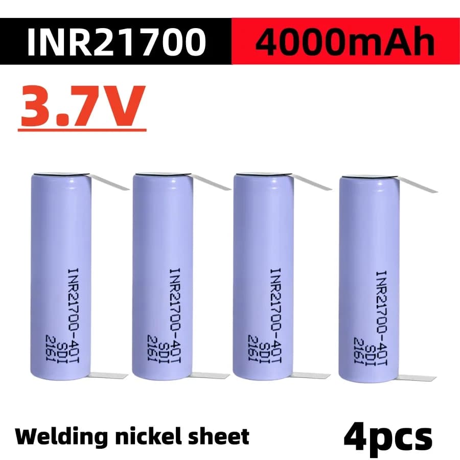 Batteria ricaricabile agli ioni di litio 21700 3.7V 4000mAh 40T 30A 70g con foglio di nichel saldato per pacchi batteria fai-da-te e power bank