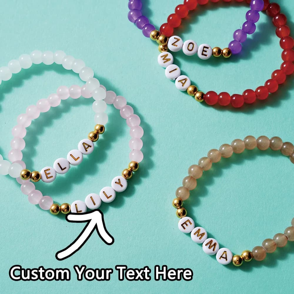 Custom 1 Piece Bracelet: Engraved Custom Name, Crystal Beads, Cold Touch, DIY, Laser Engraved, Ideal Accessory for Daily Use and Cap