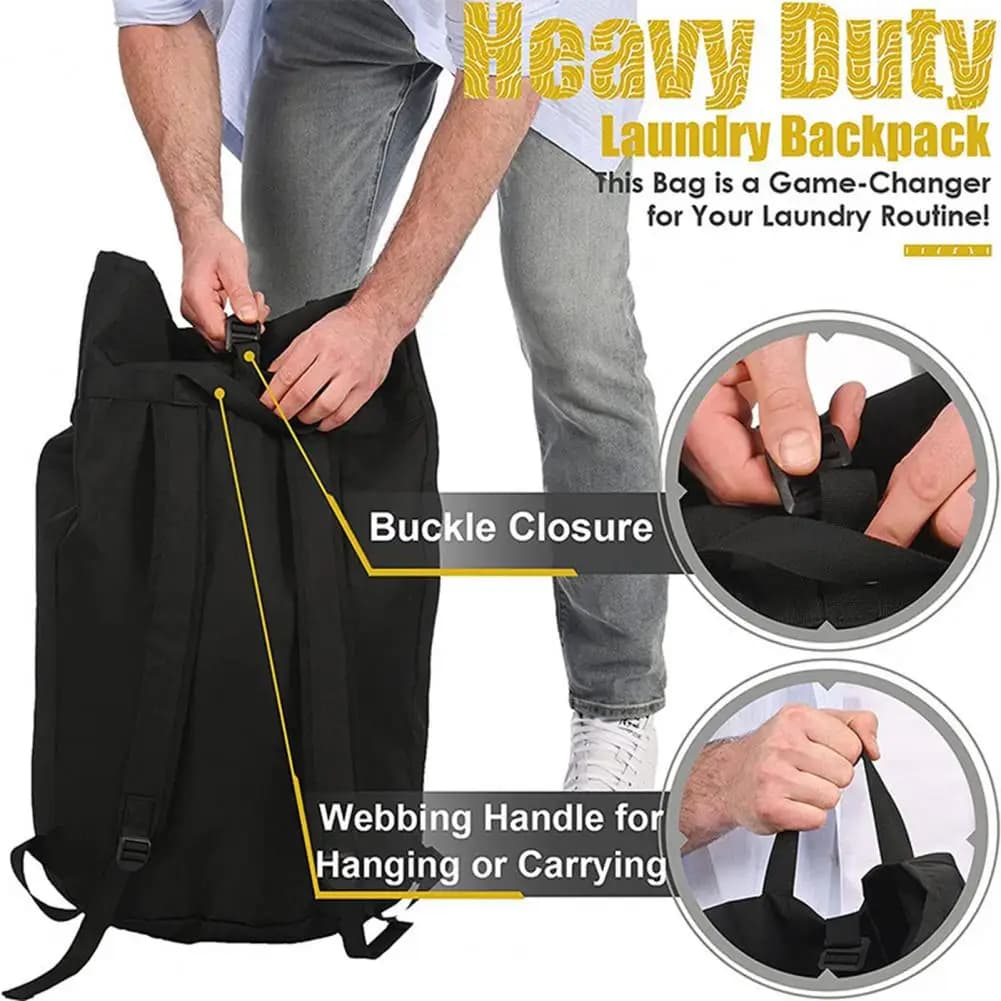 Heavy-duty Laundry Bag Dustproof Storage Bag with Shoulder Straps Heavy Duty Laundry Backpack College Dorm Travel Relocating