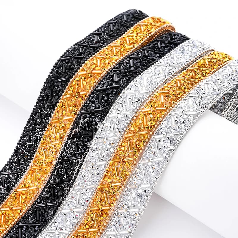 Ducrystal 1 yard/rotolo Hot Fix resina strass perline catena glitter cristallo strass nastro uso per feste, borse, abiti da sposa