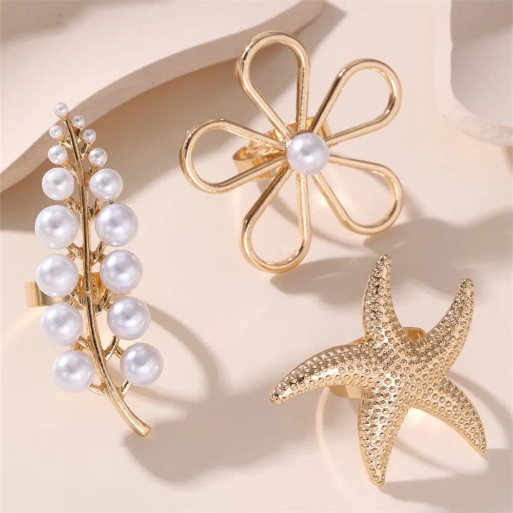 Anello in Metallo Esagerato Stile Europeo Americano da Donna, Anello Finto Stile Oceano Estivo, Gioiello da Festa di Lusso Leggero ed Elegante, Regalo