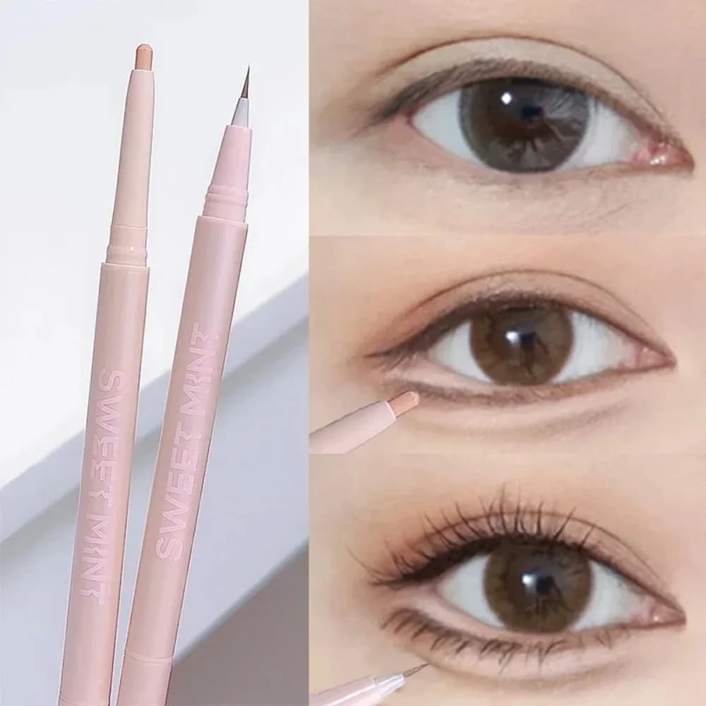 Matita Occhi Effetto Seta Naturale Opaco, Lunga Durata, Impermeabile, Glitter Effetto Illuminante, Doppia Punta, Trucco Occhi