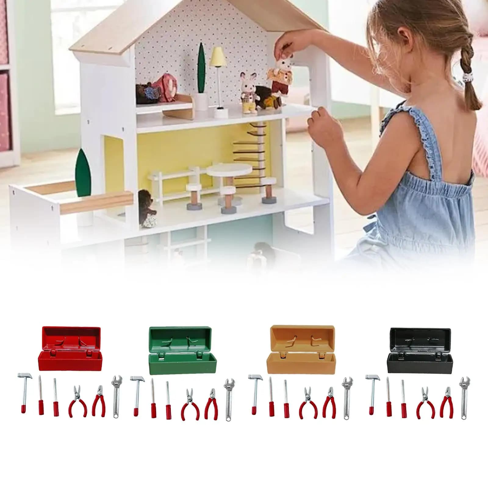 Miniature Repair Tool Box, Miniature Furniture, Simulated Dollhouse Accessories,
