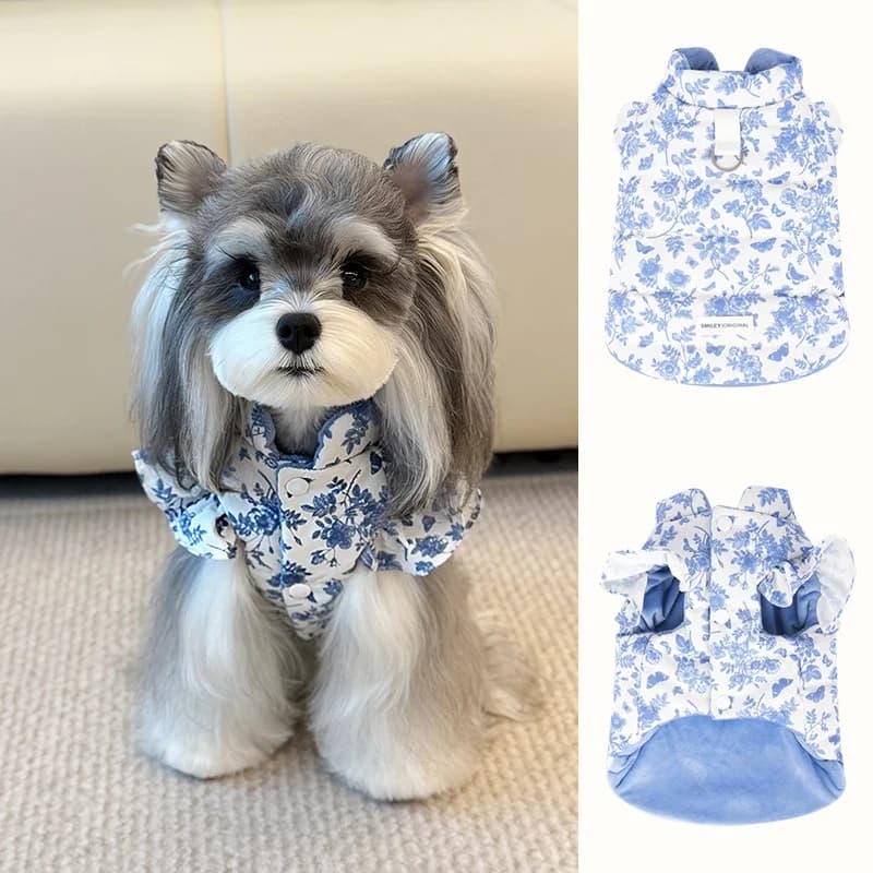 vestiti invernali per cani da compagnia con anello al guinzaglio Cappotto in cotone per animali domestici per gilet caldo in pile per cani dalla stagione fredda giacca morbida antivento Abiti per animali domestici