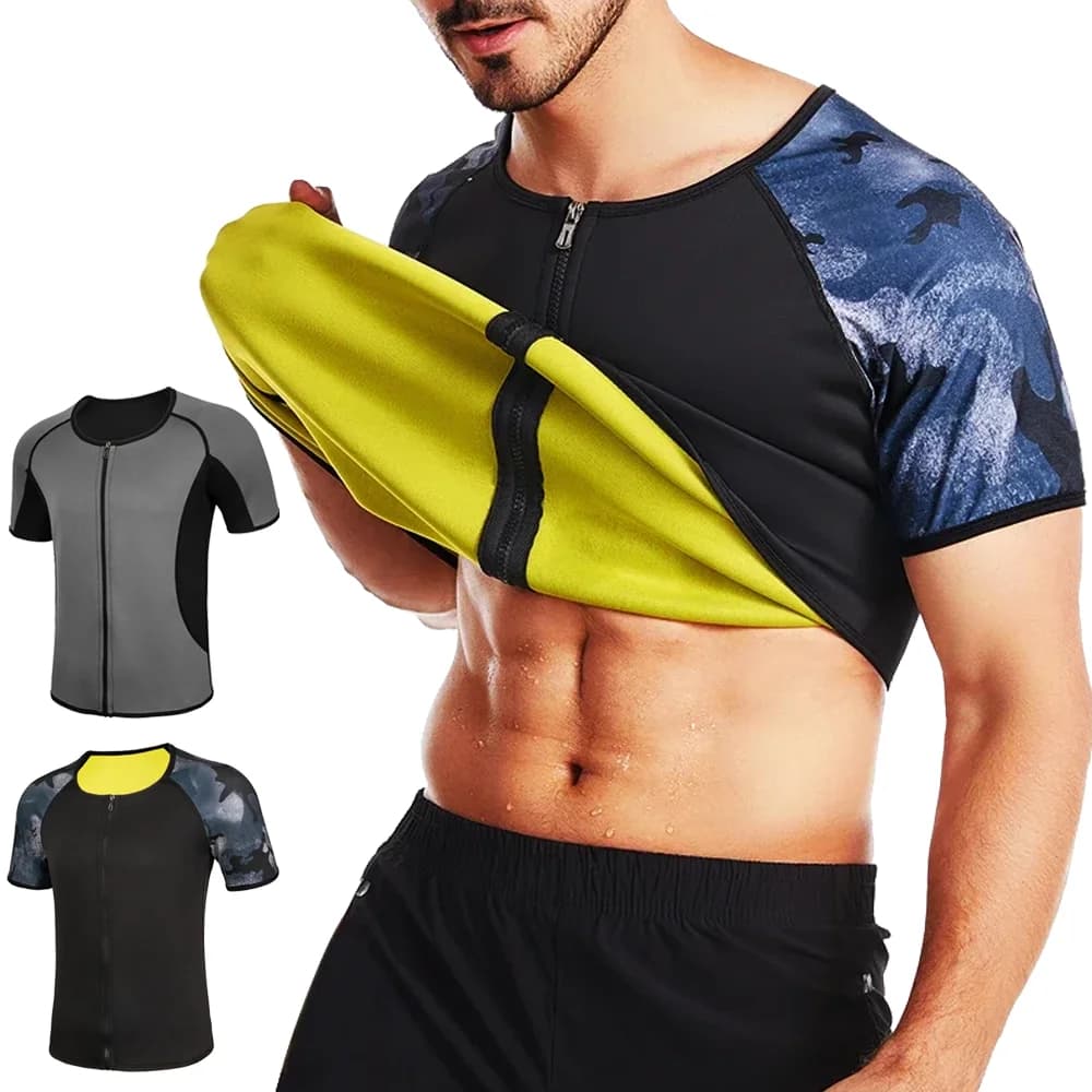 T-shirt da allenamento per uomo Abbigliamento sportivo Allenamento Abbigliamento fitness Compressione Maniche corte Effetto sauna T-shirt sportive Tute