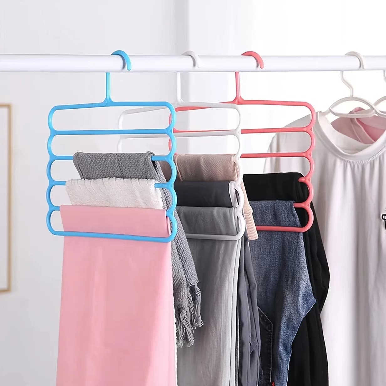 3Pcs/Multifunctional Pants Hanger, Household Wardrobe Storage Solution, Non-Slip, Traceless, Space-Saving Clothes Hanger