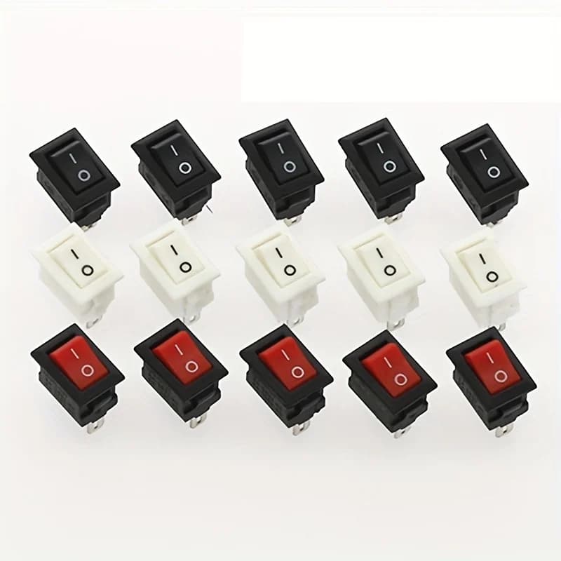 15 pz Mini Interruttore A Bilanciere SPST Nero e Rosso Snap in Interruttori Pulsante AC 250 V 3A/125 V 6A 2 Pin I/O 10*15mm On-off Interruttore A Bilanciere