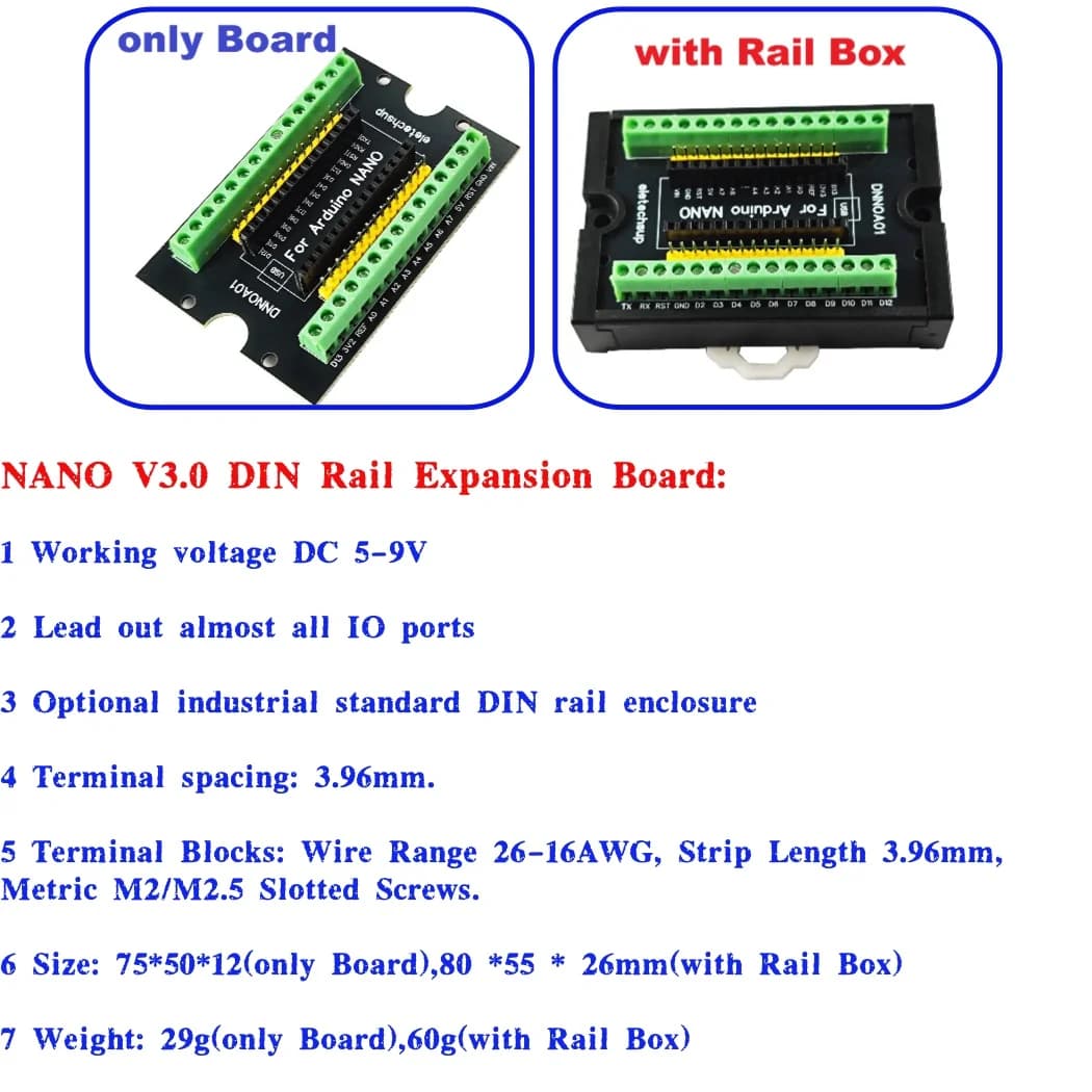 Nano 3.0 ATMEGA328P IOT Chassis per Arduino con Montaggio su Guida DIN e Morsettiera a Vite, Modulo di Distribuzione