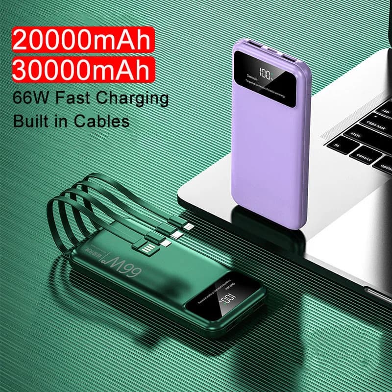 Power Bank 30000mAh 66W Display digitale a ricarica rapida Powerbank per iPhone 15 16 Huawei Xiaomi Samsung Caricabatteria esterno