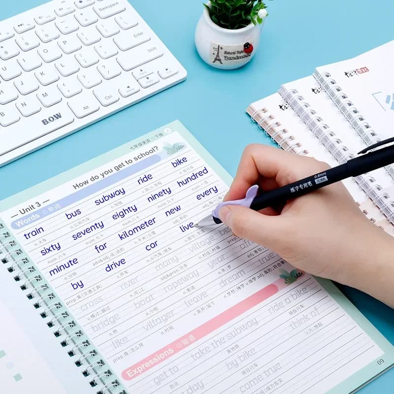 4 Pcs/set 3D English Characters Reusable Groove Calligraphy Copybook Erasable pen Learn English Adults Art writing books