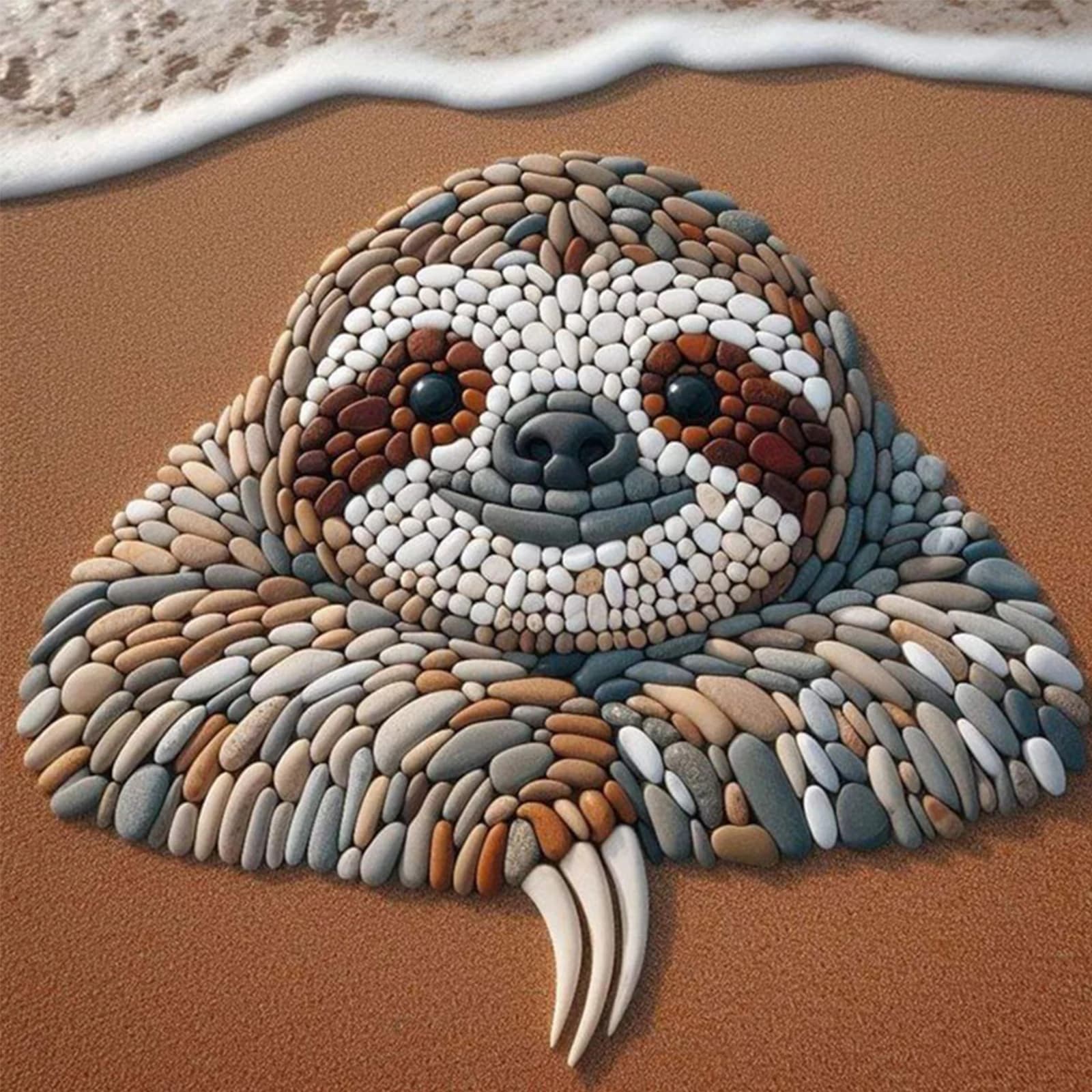 Stone Art Sloth Full DIY 5D Round Drill Gem Art Diamond Painting Kits for Adults/Beginners Gift Idea Home Wall Decor Diamond Art Kits 40x40cm