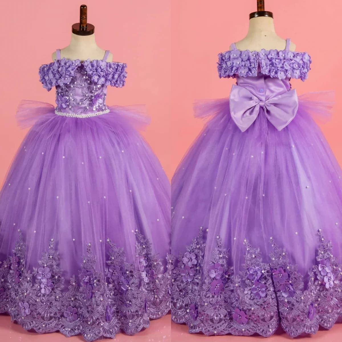 Abiti da festa di compleanno per ragazze principessa viola Abiti da ragazza di fiori personalizzati per abiti da spettacolo per lettiera regina per bambini