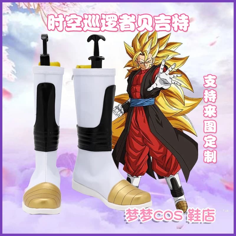 Scarpe per costume cosplay Anime DBZ Vegito Xeno, stivali in finta pelle bianca fatti a mano